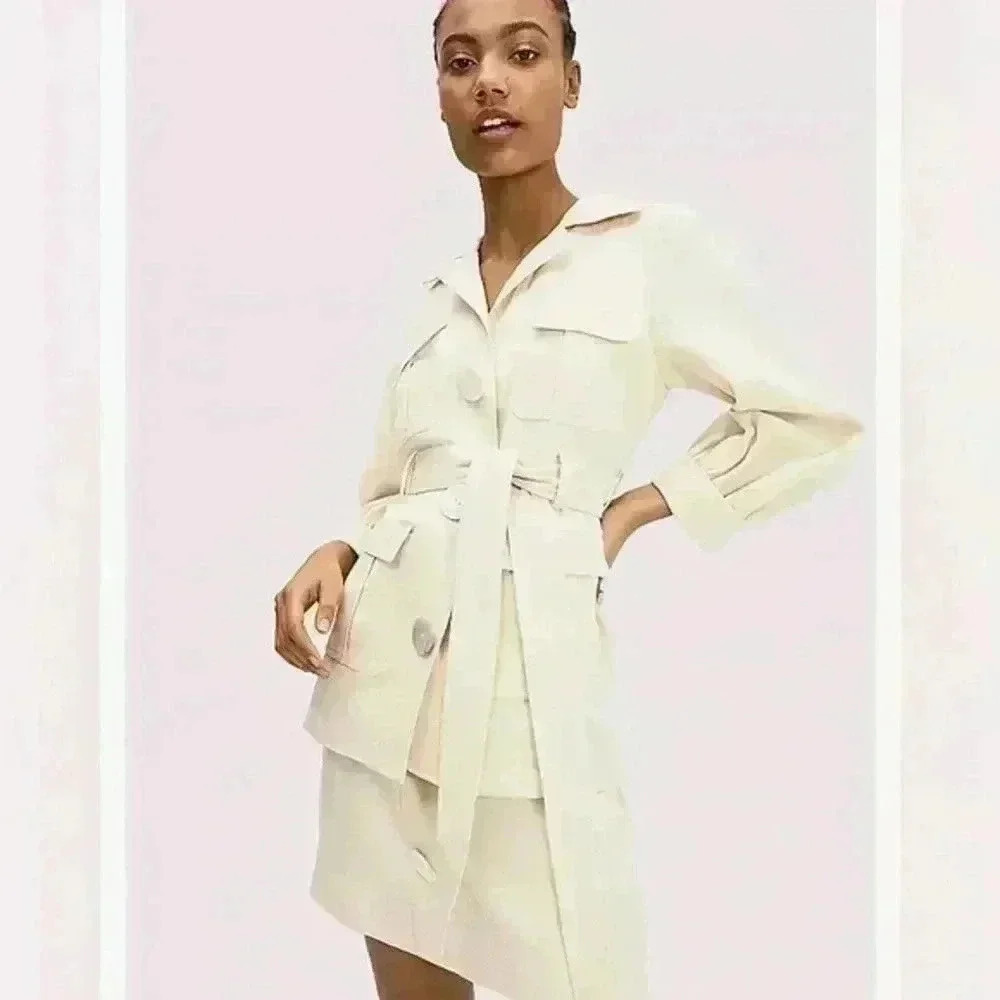 New Kate Spade Women's Luxe Twill Jacket Sugar Cookie (Beige)